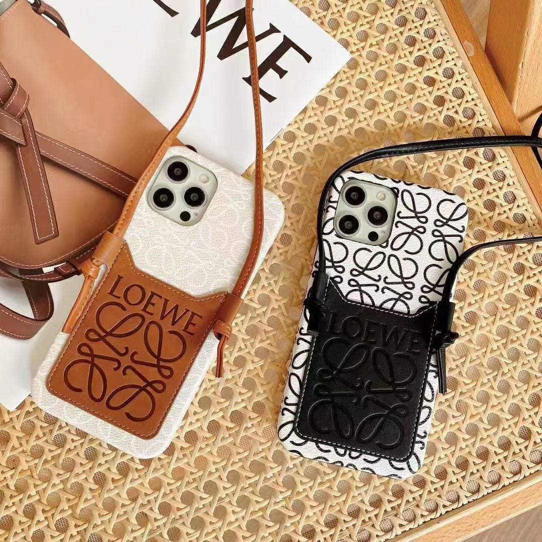 Leather Crossbody Lanyard for iPhone 16 Pro Max/15/14/13/12