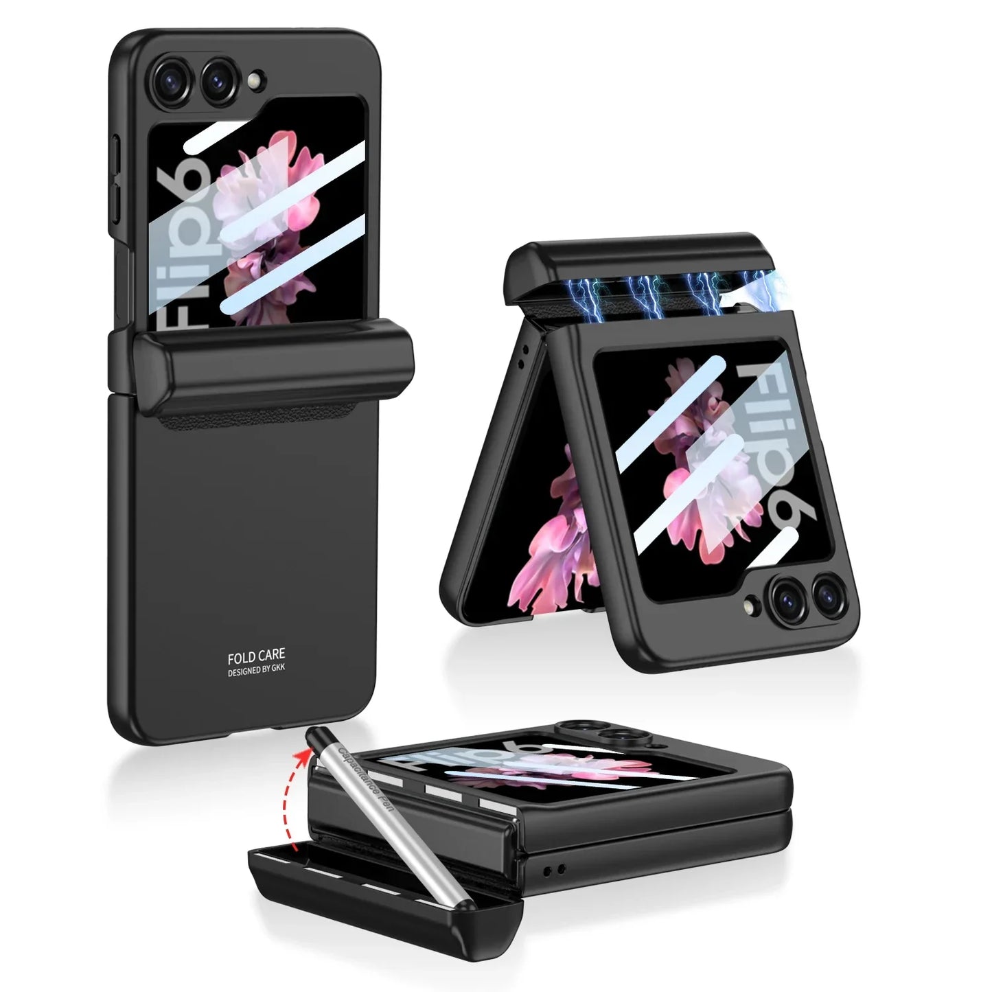 Shockproof Case with Magnetic Hinge Protection & Touch Pen for Samsung Galaxy Z Flip 6