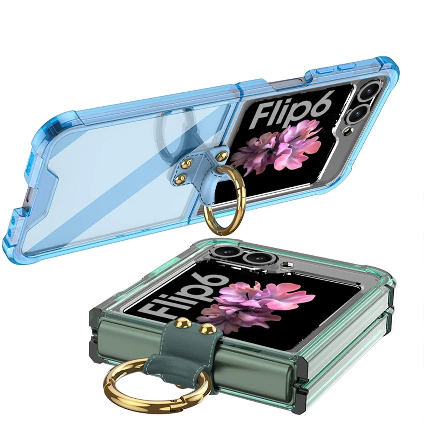 Transparent Shockproof Case with Ring Holder for Samsung Galaxy Z Flip 6