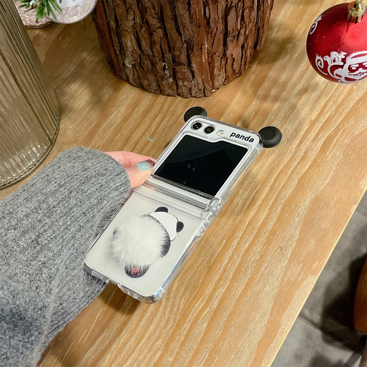 Cute Panda Ball Tail Case for Samsung Galaxy Z Flip 5