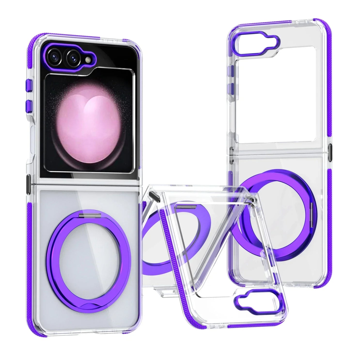 Transparent Shockproof Caase with Ring Holder for Samsung Galaxy Z Flip 6