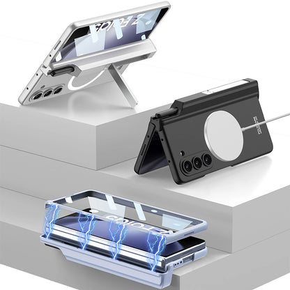 Wireless Charging Matte Magnetic Matte Magnetic Hinge Pen Holder Case For Samsung Galaxy Z Fold 5