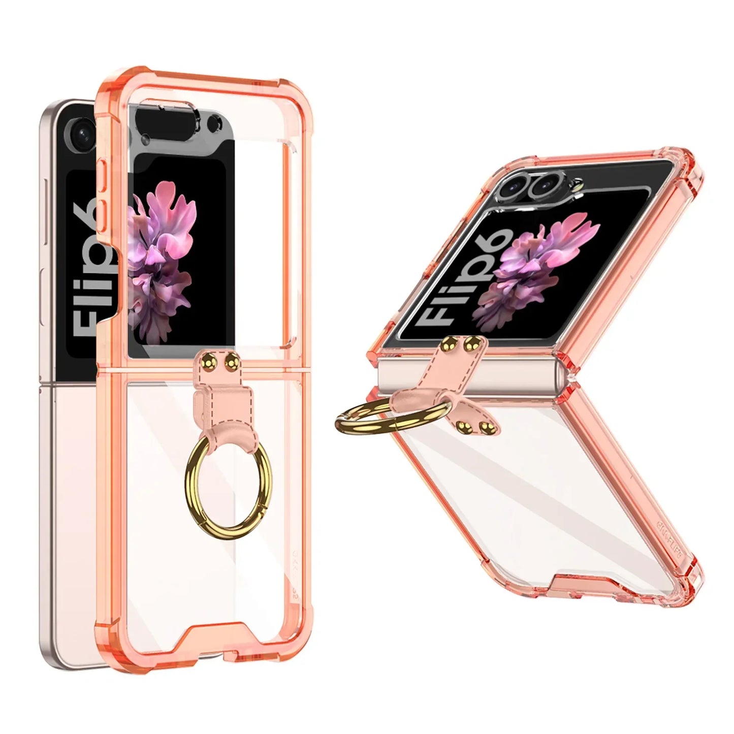 Transparent Shockproof Case with Ring Holder for Samsung Galaxy Z Flip 6