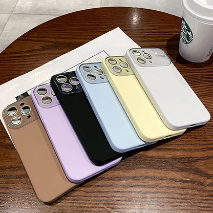 Fashion Liquid Silicone Glass Lens Protection Case For iPhone