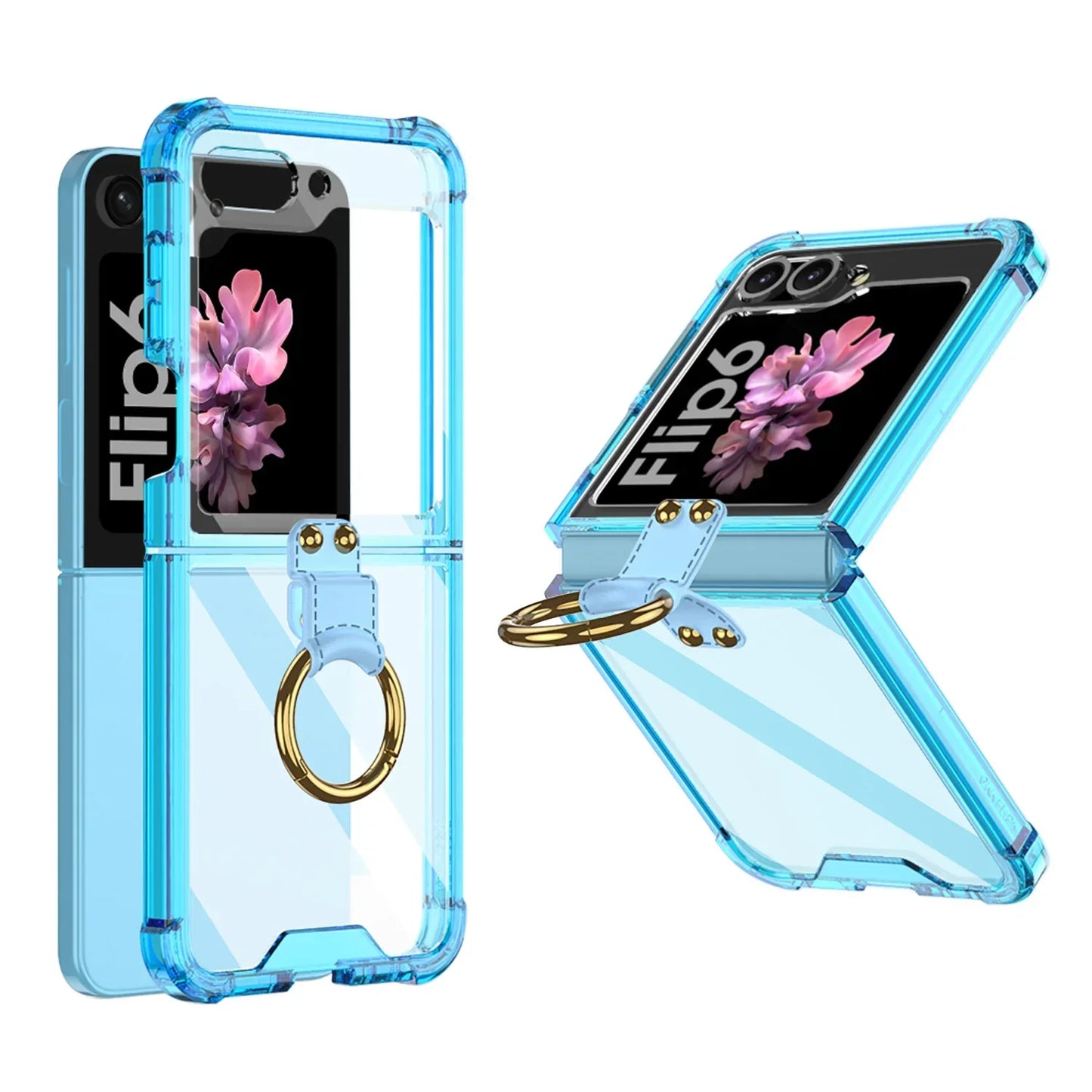 Transparent Shockproof Case with Ring Holder for Samsung Galaxy Z Flip 6