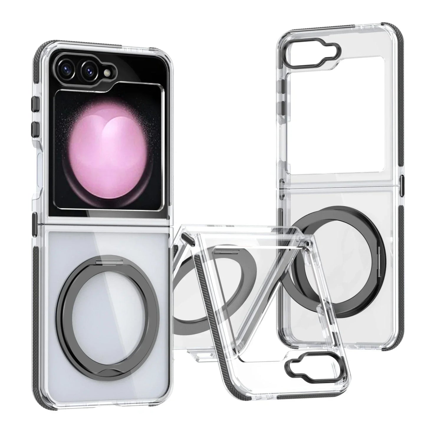 Transparent Shockproof Caase with Ring Holder for Samsung Galaxy Z Flip 6