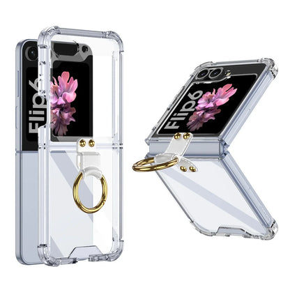 Transparent Shockproof Case with Ring Holder for Samsung Galaxy Z Flip 6