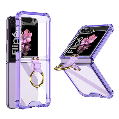 Transparent Shockproof Case with Ring Holder for Samsung Galaxy Z Flip 6