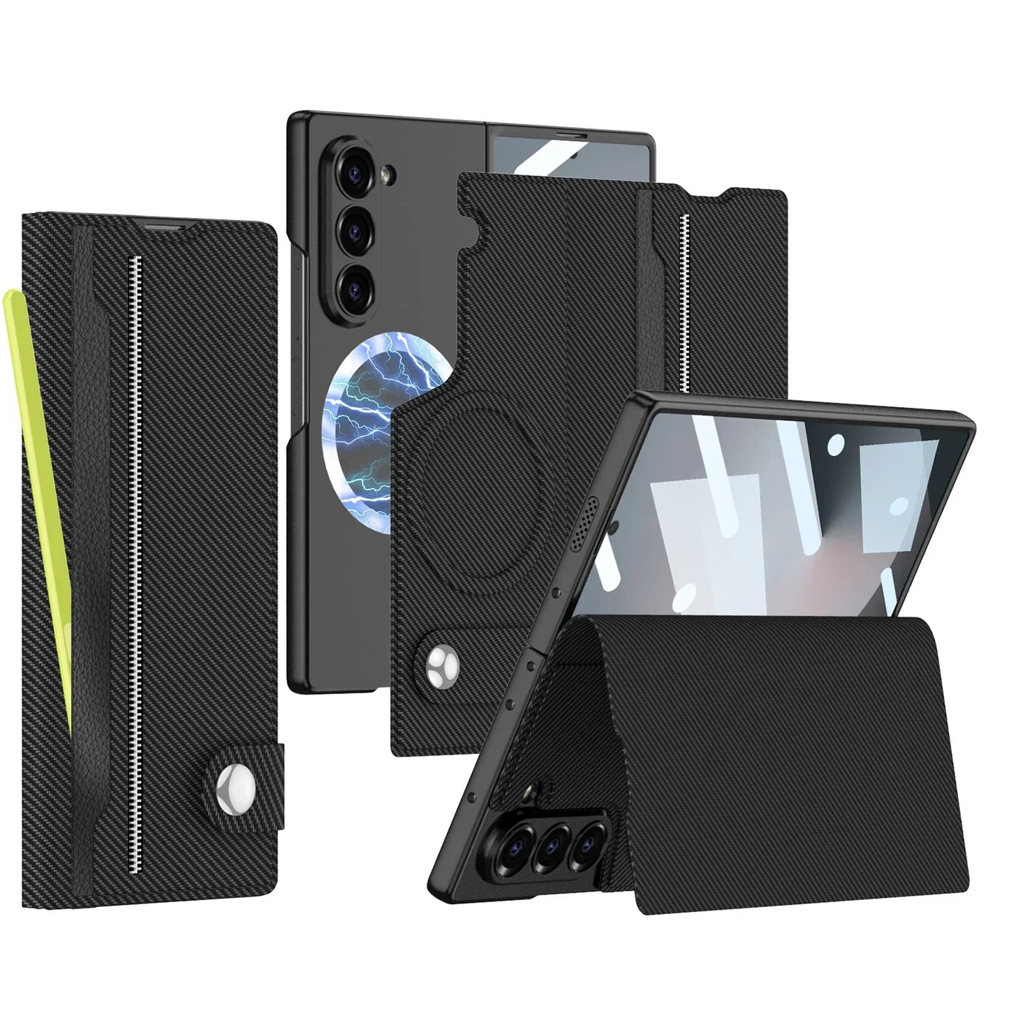 Full Protection Case with Leather Wallet for Galaxy Z Fold 6