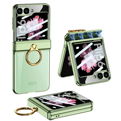 Transparent Case with Magnetic Hinge Protection & Stand for Samsung Galaxy Z Flip 6