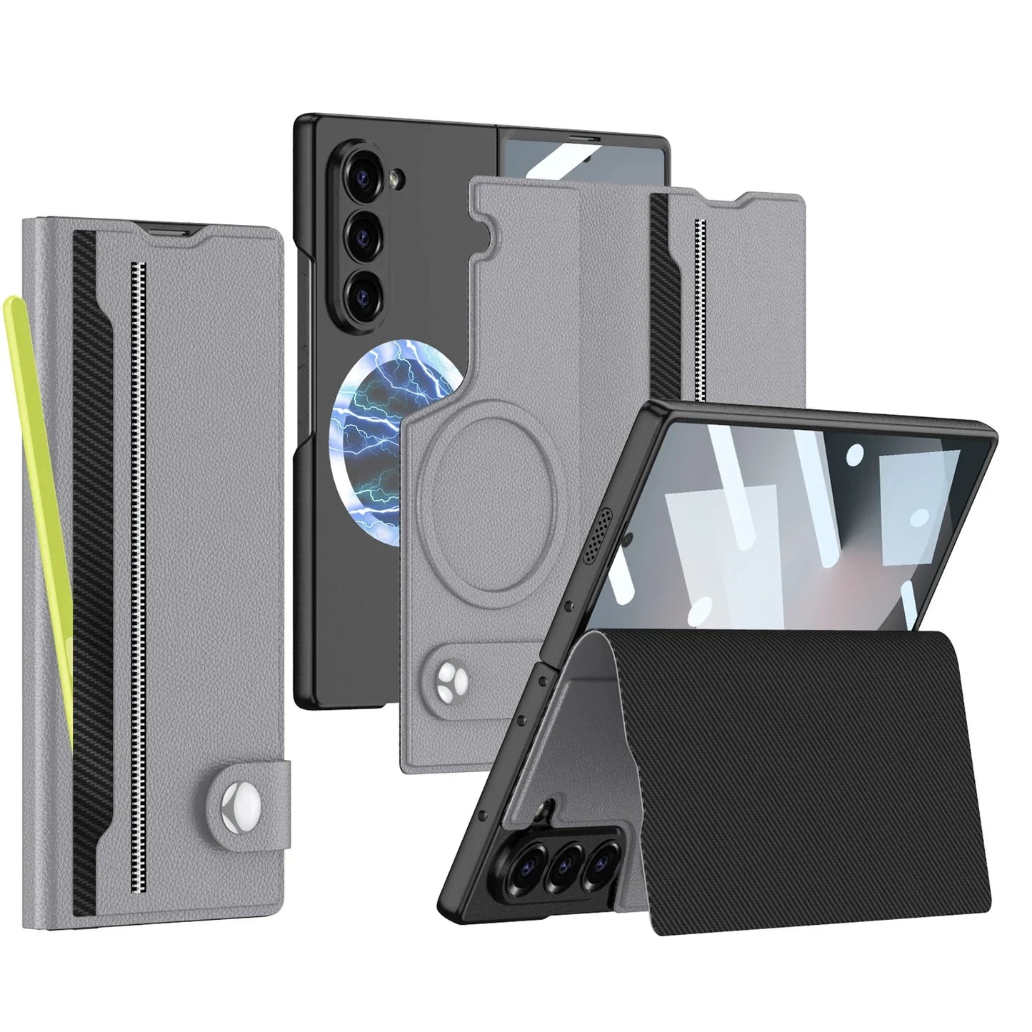 Full Protection Case with Leather Wallet for Galaxy Z Fold 6