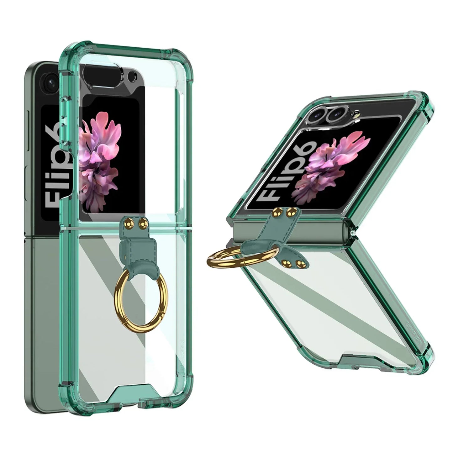 Transparent Shockproof Case with Ring Holder for Samsung Galaxy Z Flip 6