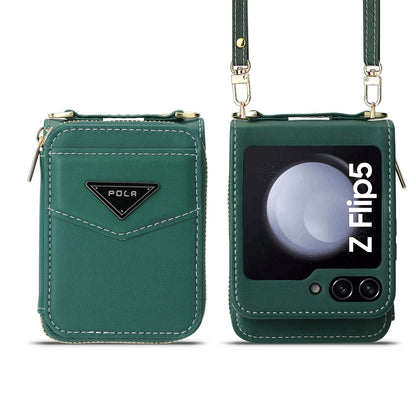 Leather Crossbody Wallet  Case for Z Flip 5