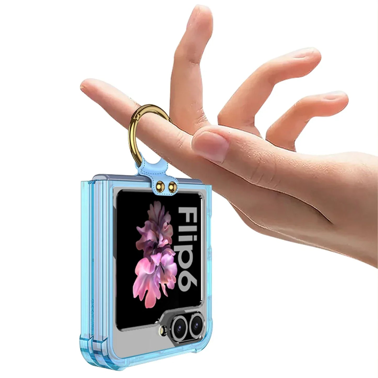 Transparent Shockproof Case with Ring Holder for Samsung Galaxy Z Flip 6