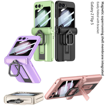 Armor Case with Ring Holder & Magnetic Hinge Protective For Samsung Galaxy Z Flip 5