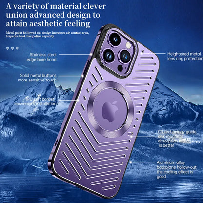 Stainless Steel Frame Aluminum Backplane Metal Magnetic Phone Case iPhone