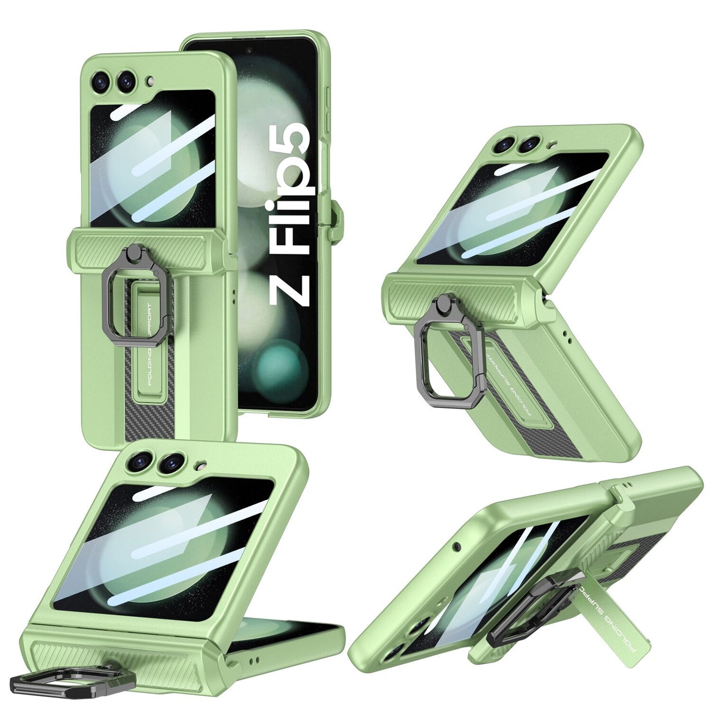 Armor Case with Ring Holder & Magnetic Hinge Protective For Samsung Galaxy Z Flip 5