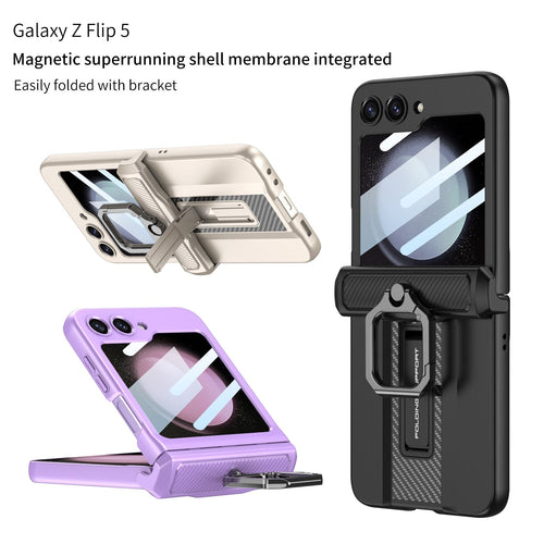 Armor Case with Ring Holder & Magnetic Hinge Protective For Samsung Galaxy Z Flip 5