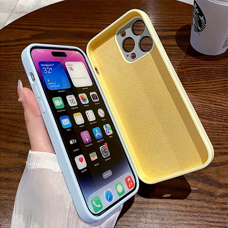 Fashion Liquid Silicone Glass Lens Protection Case For iPhone