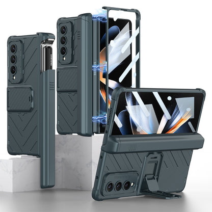 Shockproof Armor Case For Samsung Galaxy Z Fold 4 Slide Pen Slot Case Magnetic Hinge Bracket Stand