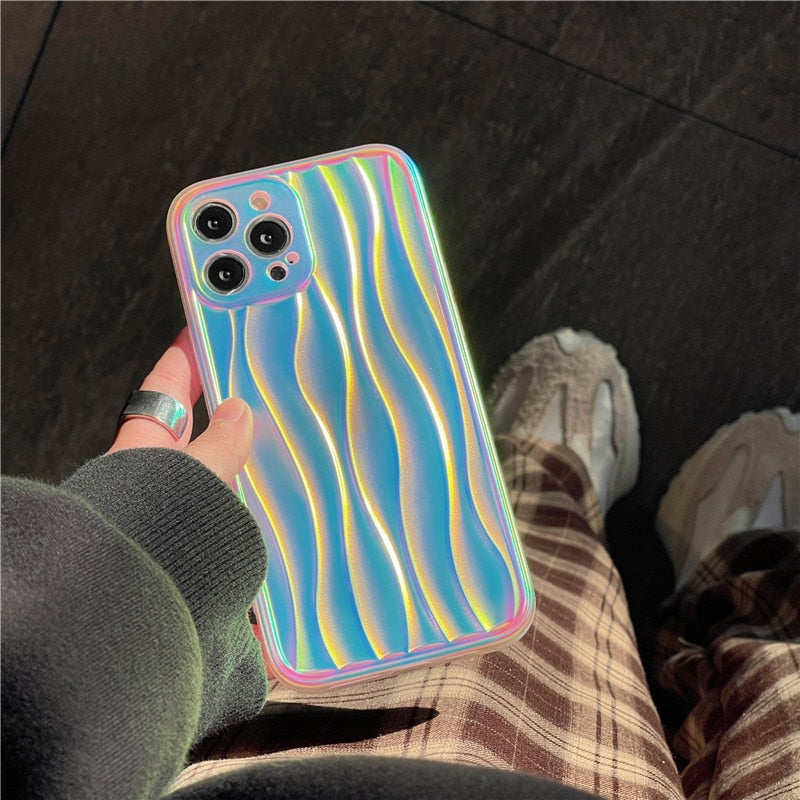luxury laser Water Ripple Case For iPhone Cute Simple Cover
