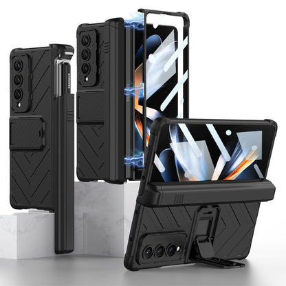 Shockproof Armor Case For Samsung Galaxy Z Fold 4 Slide Pen Slot Case Magnetic Hinge Bracket Stand