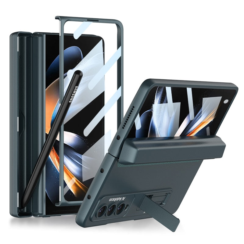 Pen Slot, Kickstand & Screen Protector Case for Samsung Galaxy Z Fold 4