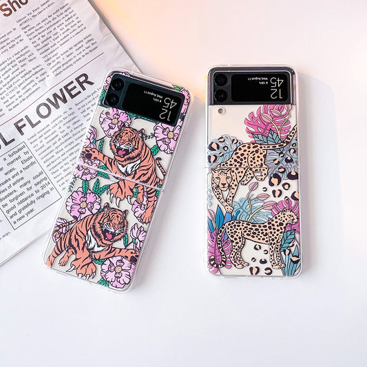 Leopard Tiger Case Painted Transparent For Samsung Galaxy Z Flip 4