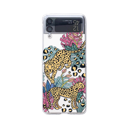 Leopard Tiger Case Painted Transparent For Samsung Galaxy Z Flip 4