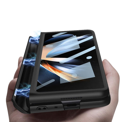 Pen Slot Case for Samsung Galaxy Z Fold 4 with Kickstand and Screen Protective Glass.