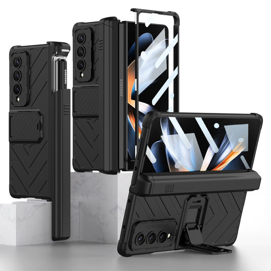 Shockproof Armor Case For Samsung Galaxy Z Fold 4 Slide Pen Slot Case Magnetic Hinge Bracket Stand