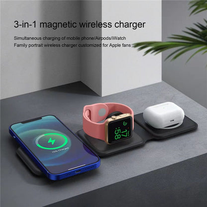 3 in 1 Magnetic Wireless Charger Pad