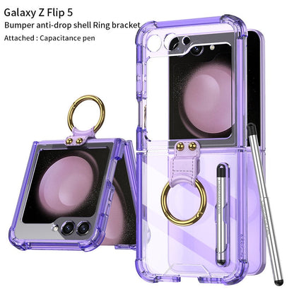 Transparent Shockproof Case with Ring holder for Samsung Galaxy Z Flip 5